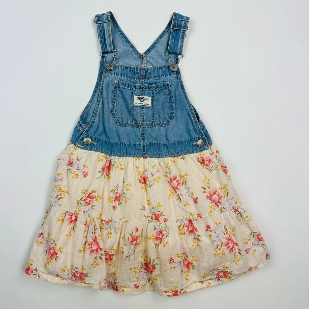 Osh Kosh B’Gosh Cute Toddler Denim Floral Overall Dress Size 5T
